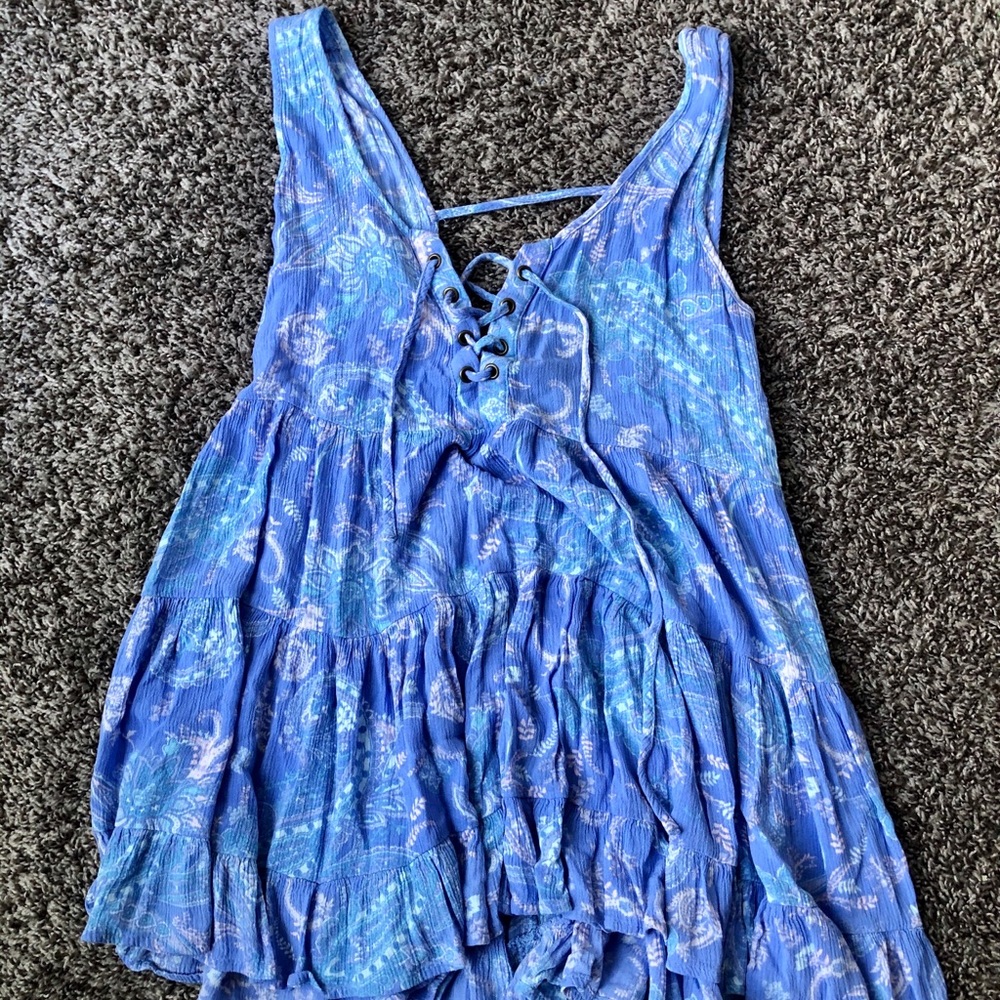 Light blue paisley tie up blouse